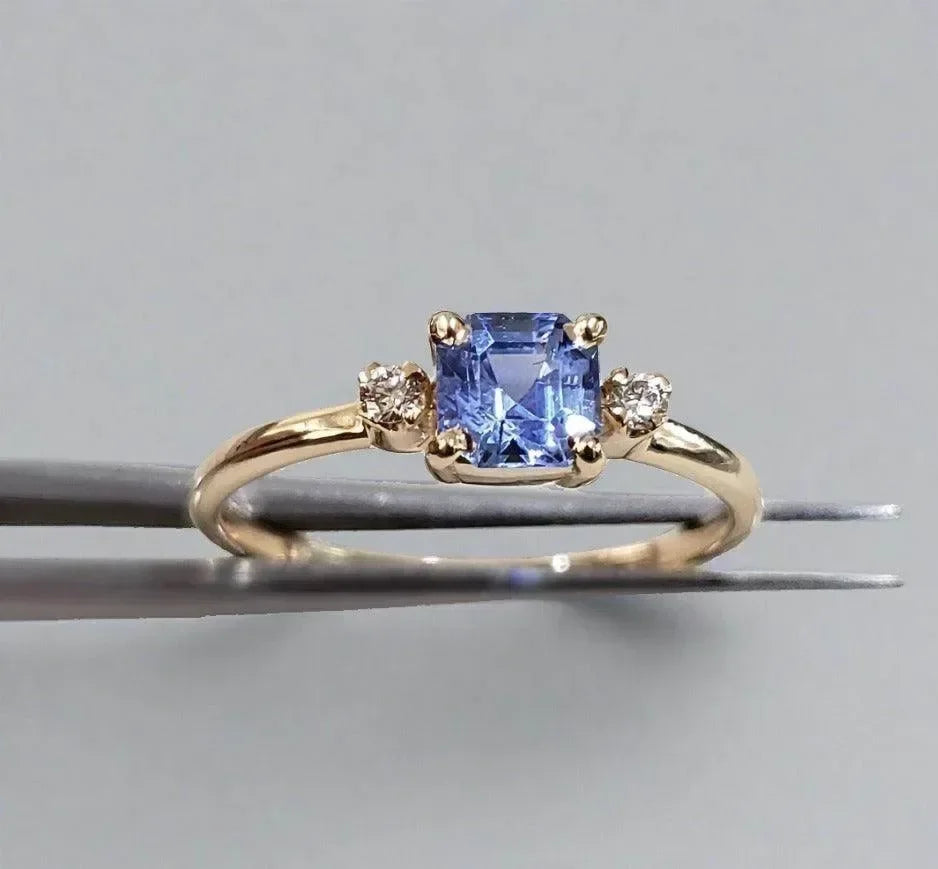 14k Gold Tanzanite & Diamond 14k Gold Ring - K Jewelry Accessories