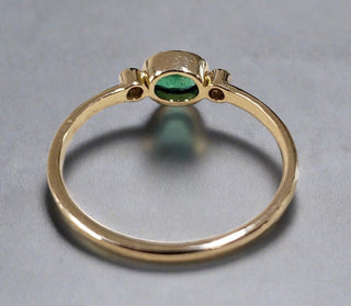 14k Gold Emerald with Diamond Ring - K Jewelry Accessories