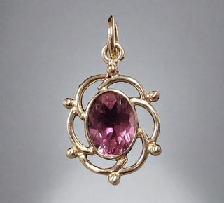 14k Gold Oval Pink Tourmaline Pendant - K Jewelry Accessories