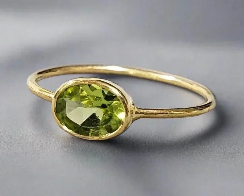 Green Peridot Ring - Elegant 14k Gold Design - K Jewelry Accessories
