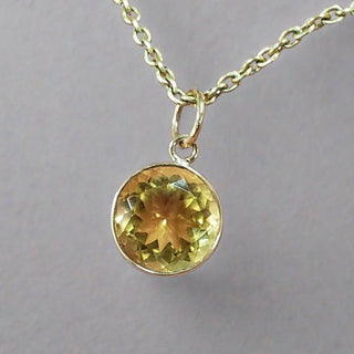 14k Gold Round Yellow Citrine Pendant - K Jewelry Accessories