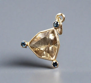 14k Gold Trillion Cut Champagne Quartz & London Blue Topaz Pendant - K Jewelry Accessories